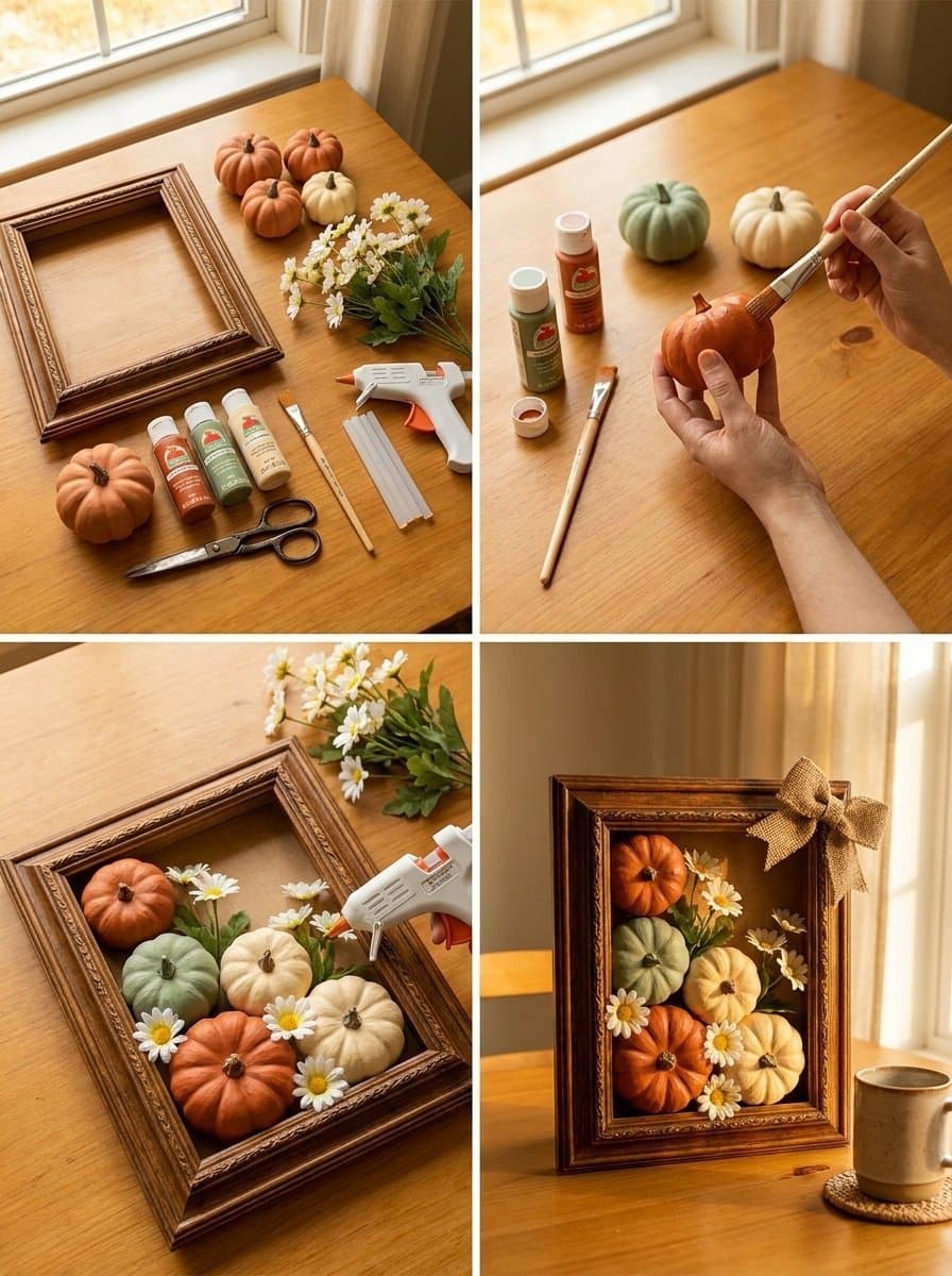 DIY Retro Daisy Pumpkin Shadow Box From a Thrifted Frame 2 DIY Retro Daisy Pumpkin Shadow Box From a Thrifted Frame
