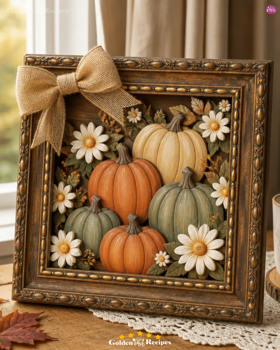 DIY Retro Daisy Pumpkin Shadow Box From a Thrifted Frame 3 DIY Retro Daisy Pumpkin Shadow Box From a Thrifted Frame
