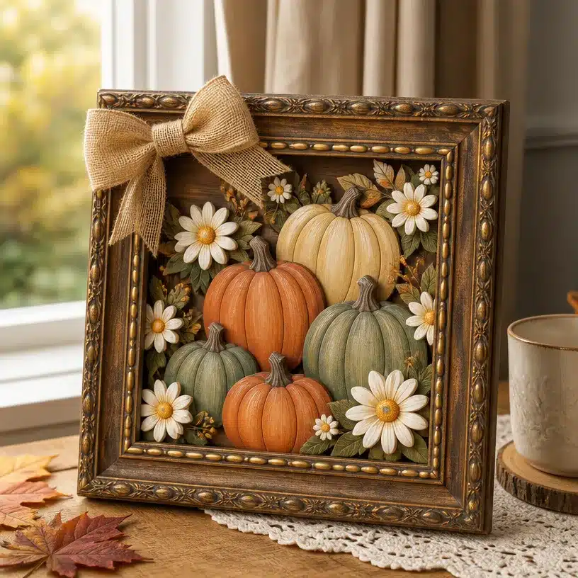 DIY Retro Daisy Pumpkin Shadow Box From a Thrifted Frame 4 DIY Retro Daisy Pumpkin Shadow Box From a Thrifted Frame