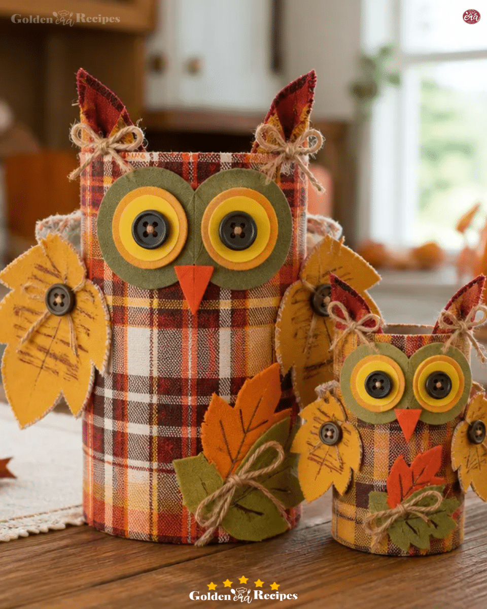 DIY Toilet Roll Harvest Plaid Owl Table Decor 3 DIY Toilet Roll Harvest Plaid Owl Table Decor