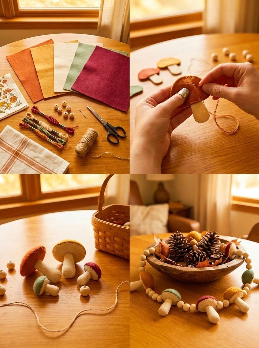 Felt 70s Mushroom Garland 2 Felt 70s Mushroom Garland