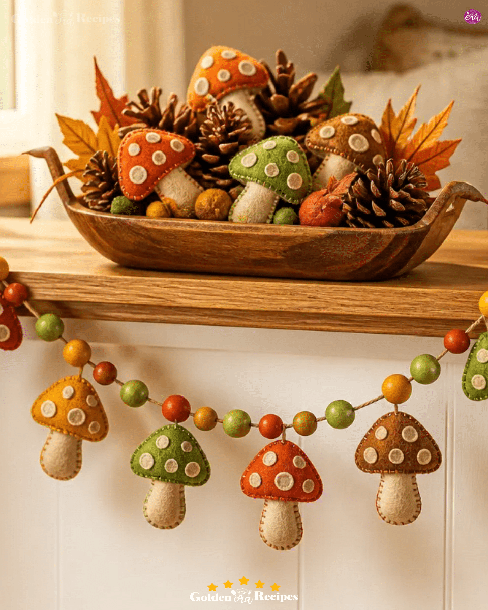 Felt 70s Mushroom Garland 3 Felt 70s Mushroom Garland