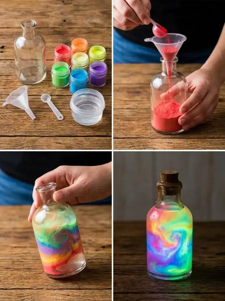 Glowing rainbow potion bottle decorative collectible glowing in the dark