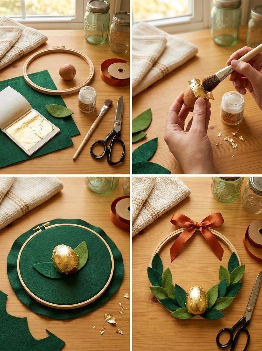 How to Make an Avocado Gold Leaf Embroidery Hoop Wreath 2 DIY Embroidery Hoop Avocado Gold Leaf Wreath