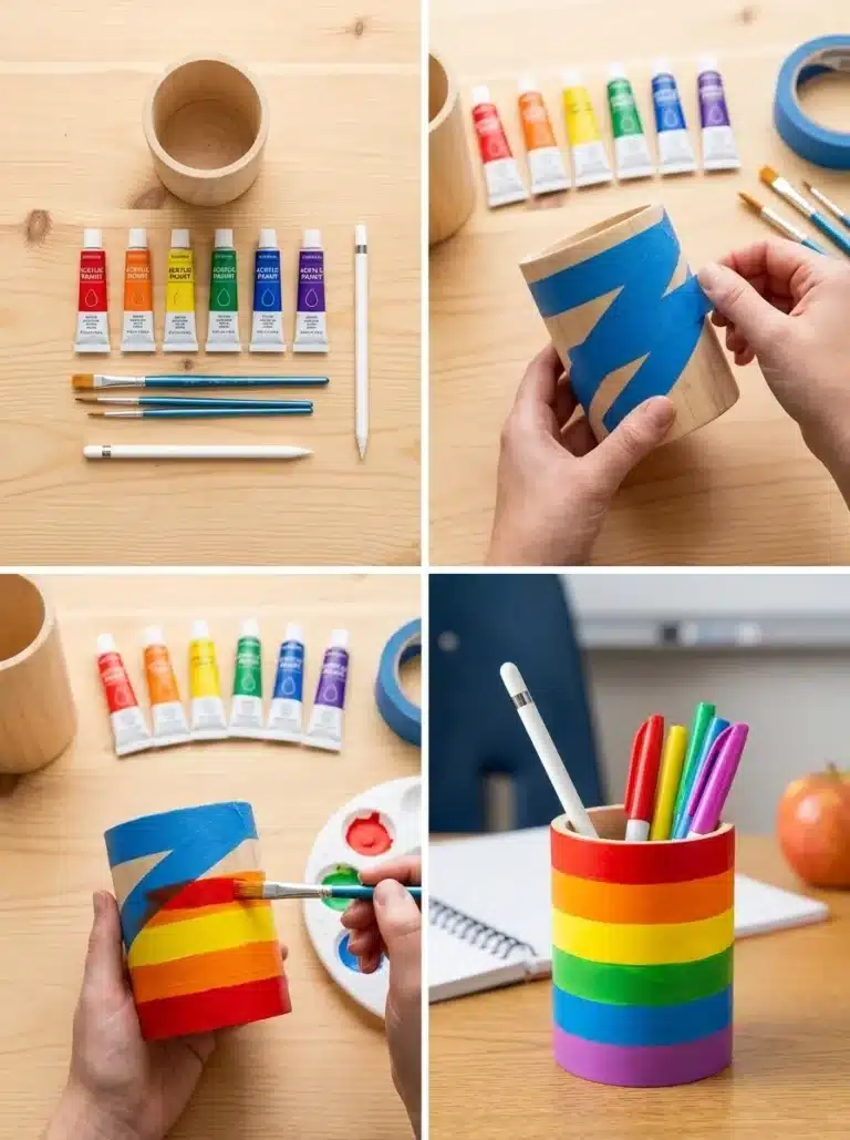 Colorful Rainbow Apple Pencil Storage for teachers' classroom organization