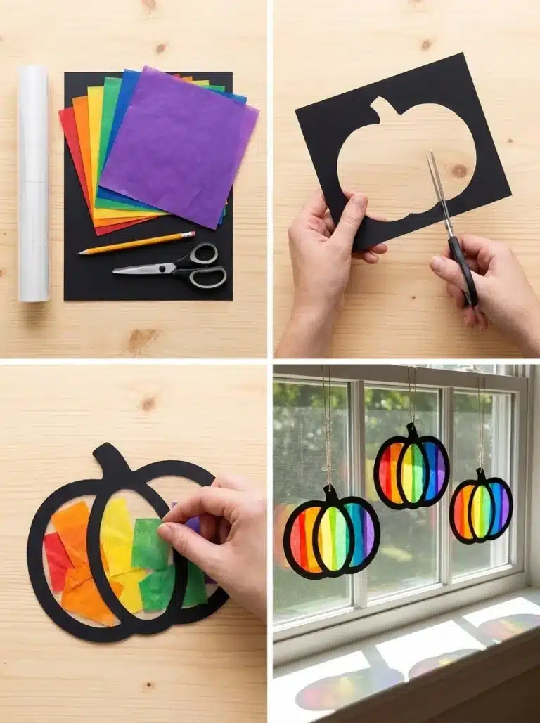 Rainbow Pumpkin Patch Window Ornament 7 Rainbow Pumpkin Patch Window Ornament with vibrant colors for autumn decor