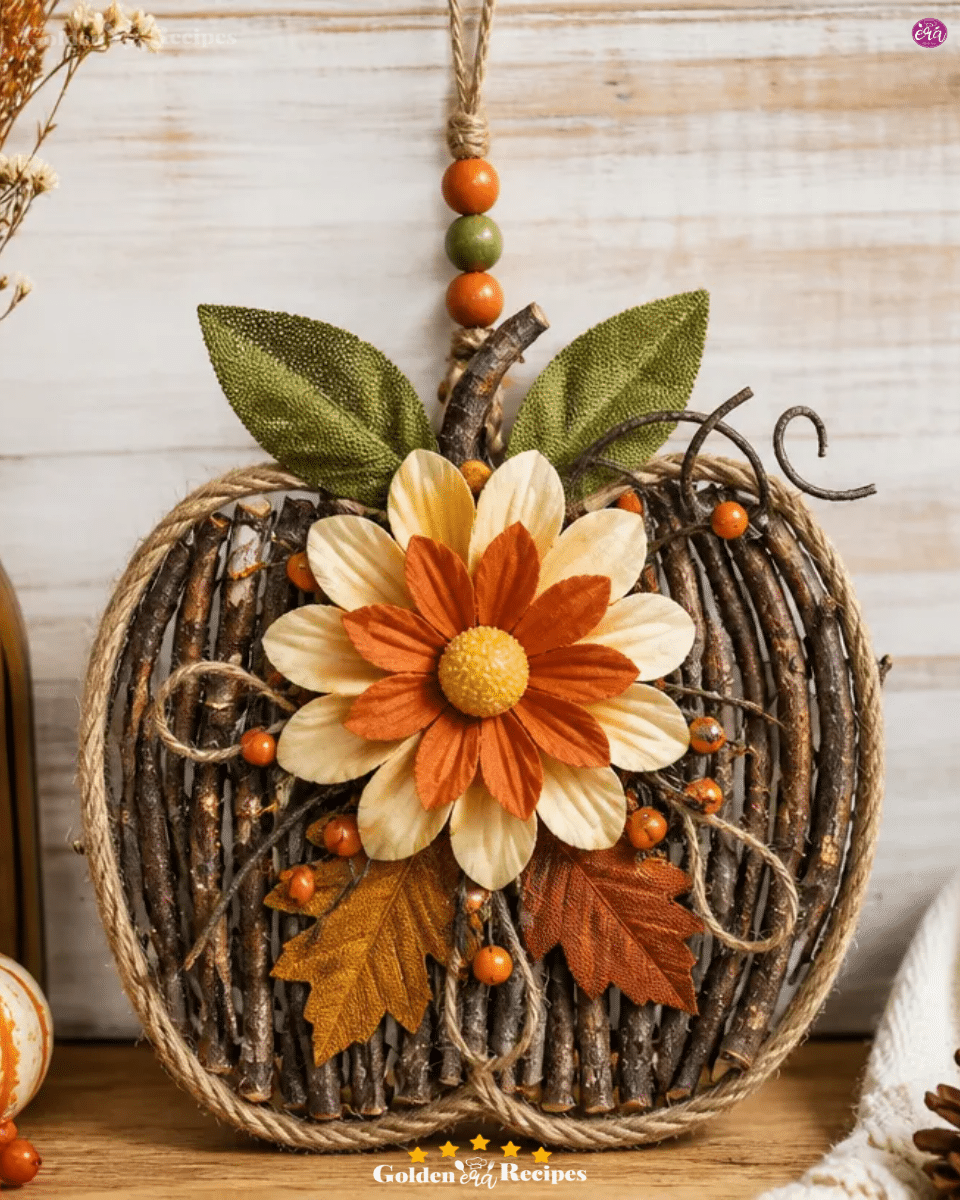 Twig-and-Twine Retro Daisy Pumpkin Wall Charm 3 Twig-and-Twine Retro Daisy Pumpkin Wall Charm