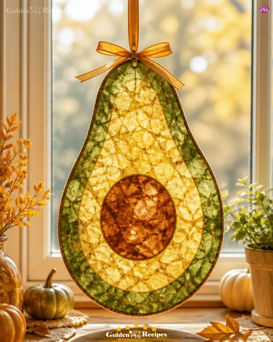 Coffee-Filter Avocado-Gold Leaf Suncatcher 3 Coffee-Filter Avocado-Gold Leaf Suncatcher