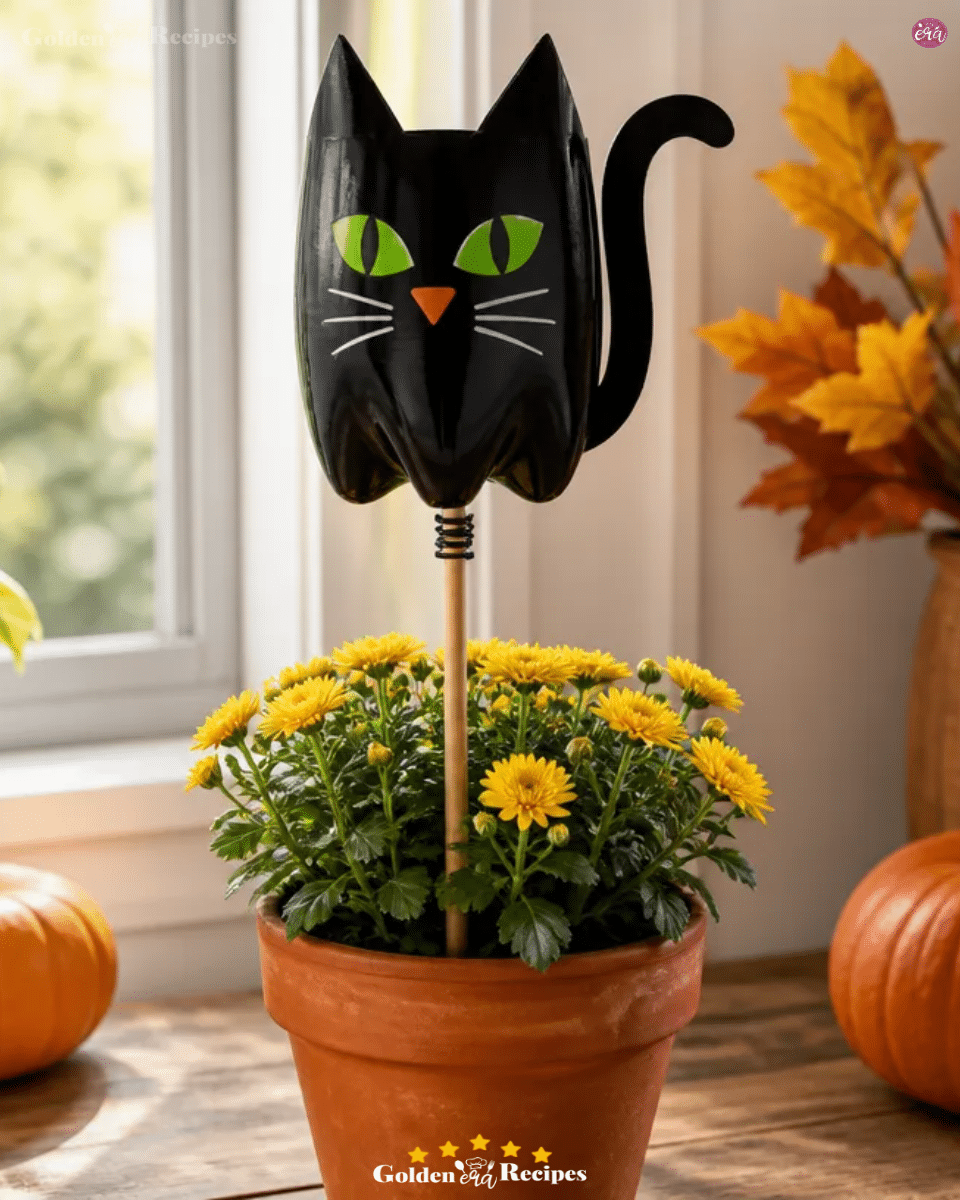 DIY Black Cat Garden Stake Using Plastic Bottle Mod 2 DIY Black Cat Garden Stake Using Plastic Bottle Mod