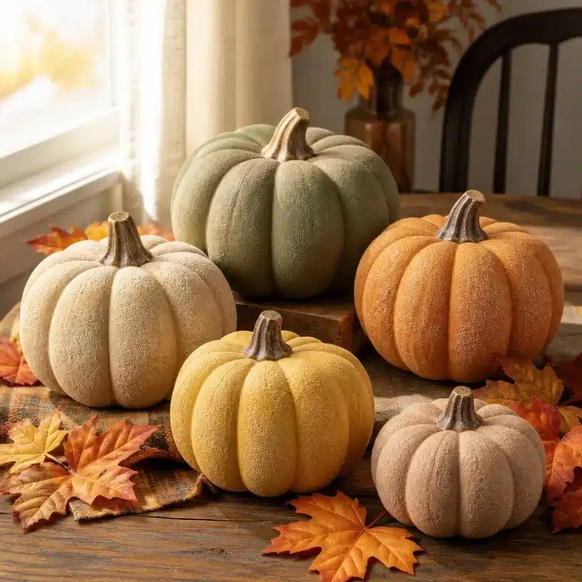 DIY matte stone pumpkin makeover using dollar store pumpkins