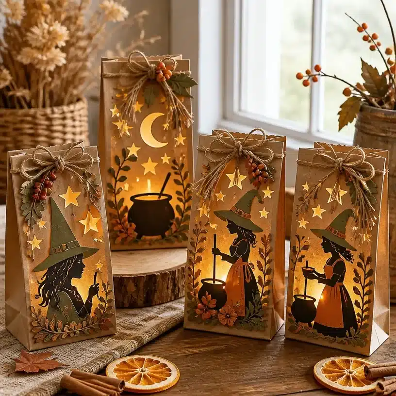 DIY Paper Bag Luminary Set: Vintage Kitchen Witch Lanterns 1 DIY Paper Bag Luminary Set with vintage kitchen witch lanterns