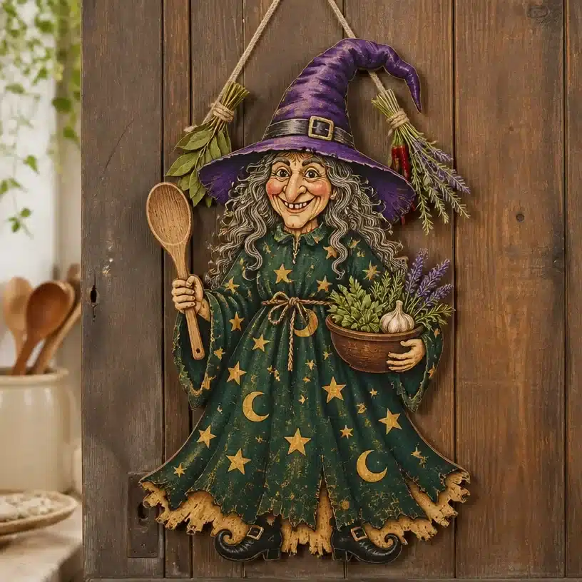 How to Make a Cardboard Vintage Kitchen Witch Door Hanger 1 DIY cardboard vintage kitchen witch door hanger for home decor