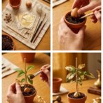 Mini Planter Avocado-Gold Leaf Porch Topiary