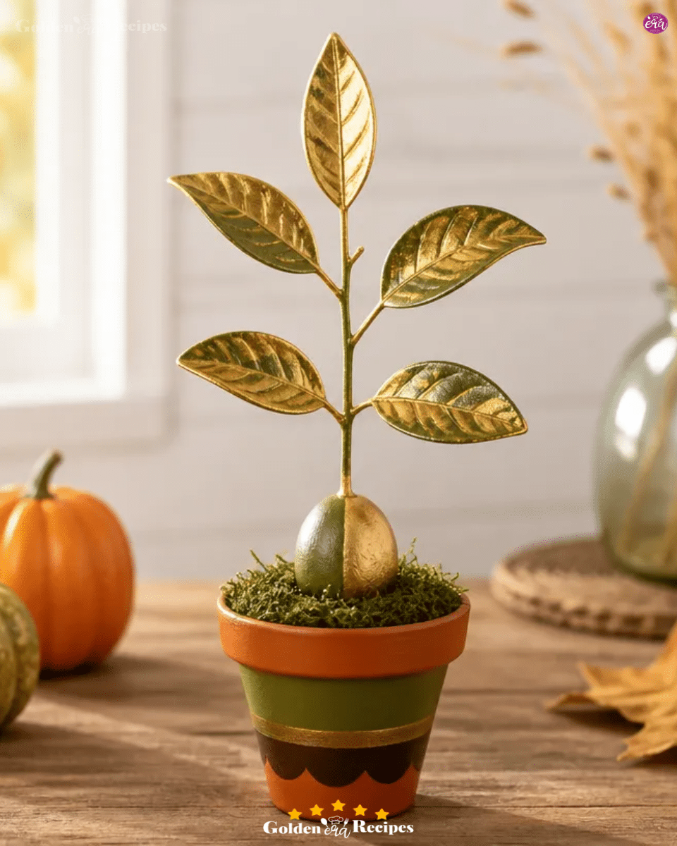 Mini Planter Avocado-Gold Leaf Porch Topiary 3 Mini Planter Avocado-Gold Leaf Porch Topiary